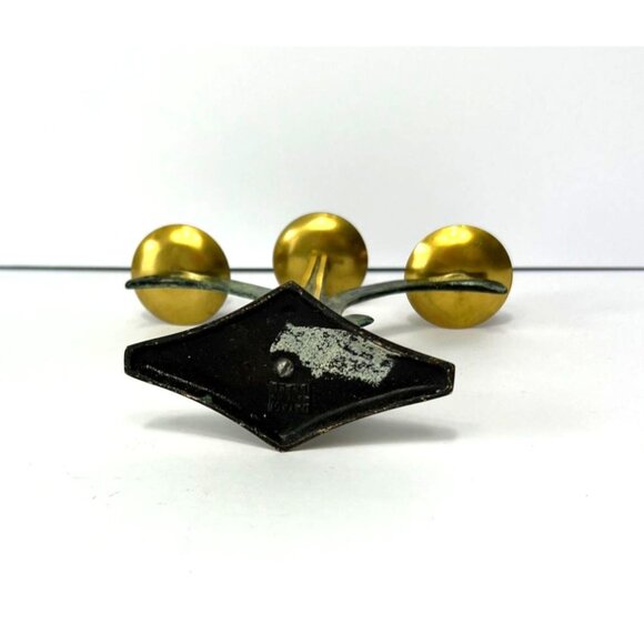 Vintage Dayagi Jerusalem Brass Patina 3-Arm Candelabra 8.5" High MCM Design - Picture 7 of 8